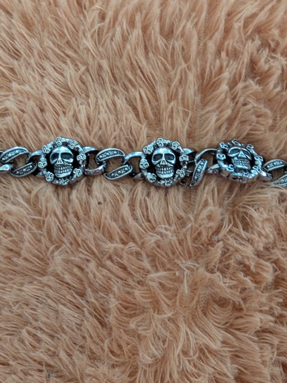 Silver Skull Link Bracelet - Gothic Skull Chain